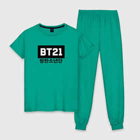Женская пижама хлопок с принтом BTS BT21 в Курске, 100% хлопок | брюки и футболка прямого кроя, без карманов, на брюках мягкая резинка на поясе и по низу штанин | bangtan boys | bt21 | bts | bts army | bts stickers | j hope | jimin | jin | jungkook | k pop | rap monster | rapmon | suga | v | бтс | корея | стикеры bts