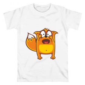 Мужская футболка хлопок с принтом Довольная лиса в Курске, 100% хлопок | прямой крой, круглый вырез горловины, длина до линии бедер, слегка спущенное плечо. | 