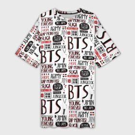 Платье-футболка 3D с принтом BTS Collage в Курске,  |  | bangtan | boy | j hope | jimin | jin | jungkook | korea | luv | rm | suga | v | with | бтс | кей | поп