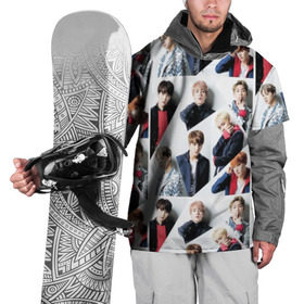 Накидка на куртку 3D с принтом BTS Collage в Курске, 100% полиэстер |  | bangtan | boy | j hope | jimin | jin | jungkook | korea | luv | rm | suga | v | with | бтс | кей | поп
