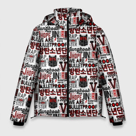 Мужская зимняя куртка 3D с принтом BTS Pop art в Курске, верх — 100% полиэстер; подкладка — 100% полиэстер; утеплитель — 100% полиэстер | длина ниже бедра, свободный силуэт Оверсайз. Есть воротник-стойка, отстегивающийся капюшон и ветрозащитная планка. 

Боковые карманы с листочкой на кнопках и внутренний карман на молнии. | bangtan | boy | j hope | jimin | jin | jungkook | korea | luv | rm | suga | v | with | бтс | кей | поп