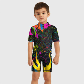 Детский купальный костюм 3D с принтом Взрыв Красок в Курске, Полиэстер 85%, Спандекс 15% | застежка на молнии на спине | 1 мая | 2019 | 2020 | neon | брызги | брызги красок | в подарок | веселая | весна | клубная | краска | краски | красочная | летняя | лето | неон | неоновые цвета | подарок | праздник | пятна краски | сочная | яркая