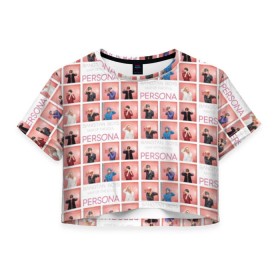 Женская футболка Cropp-top с принтом BTS Pop art в Курске, 100% полиэстер | круглая горловина, длина футболки до линии талии, рукава с отворотами | bangtan | boy | j hope | jimin | jin | jungkook | korea | luv | rm | suga | v | with | бтс | кей | поп