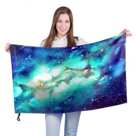 Флаг 3D с принтом Звёздное небо в Курске, 100% полиэстер | плотность ткани — 95 г/м2, размер — 67 х 109 см. Принт наносится с одной стороны | galaxy | nebula | space | star | абстракция | вселенная | галактика | звезда | звезды | космический | планеты