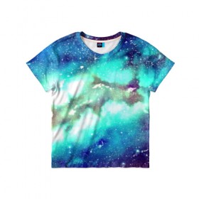Детская футболка 3D с принтом Звёздное небо в Курске, 100% гипоаллергенный полиэфир | прямой крой, круглый вырез горловины, длина до линии бедер, чуть спущенное плечо, ткань немного тянется | galaxy | nebula | space | star | абстракция | вселенная | галактика | звезда | звезды | космический | планеты