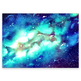 Поздравительная открытка с принтом Звёздное небо в Курске, 100% бумага | плотность бумаги 280 г/м2, матовая, на обратной стороне линовка и место для марки
 | Тематика изображения на принте: galaxy | nebula | space | star | абстракция | вселенная | галактика | звезда | звезды | космический | планеты