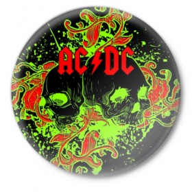 Значок с принтом AC/DC в Курске,  металл | круглая форма, металлическая застежка в виде булавки | ac dc | acdc | back in black | columbia | epic | force | guitar | pop | rock | vevo | ангус | блюз | рок | хард | янг