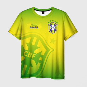 Мужская футболка 3D с принтом Бразилия в Курске, 100% полиэфир | прямой крой, круглый вырез горловины, длина до линии бедер | brasil | brazil | бразилия | бразильская сборная | сборная бразилии | сборная бразилии по футболу | сборные | форма | футбол | футбольные сборные | чемпионат мира
