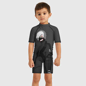 Детский купальный костюм 3D с принтом Kaneki Ken высокомерный в Курске, Полиэстер 85%, Спандекс 15% | застежка на молнии на спине | anteiku | ghoul | kaneki | ken | tokyo | антейку | гуль | канеки | кен | токийский