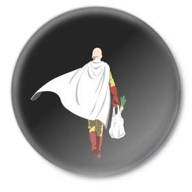 Значок с принтом Saitama в Курске,  металл | круглая форма, металлическая застежка в виде булавки | hero | man | one | one punch | punch | punch man | saitama | super | superhero | ванпанчмен | герой | сайтама | супер | супергерой