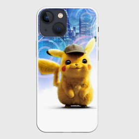 Чехол для iPhone 13 mini с принтом Pikachu Detective в Курске,  |  | anime | game | nintendo | pikachu | pokemon | аниме | детектив | игра | кино | пикачу | покемон | эш кетчум