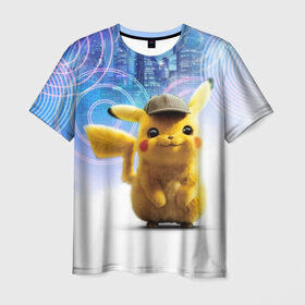 Мужская футболка 3D с принтом Pikachu Detective в Курске, 100% полиэфир | прямой крой, круглый вырез горловины, длина до линии бедер | anime | game | nintendo | pikachu | pokemon | аниме | детектив | игра | кино | пикачу | покемон | эш кетчум