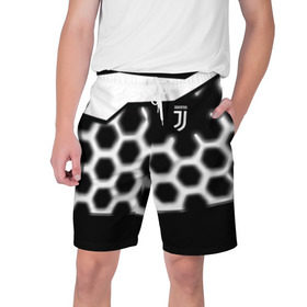 Мужские шорты 3D с принтом Juventus. в Курске,  полиэстер 100% | прямой крой, два кармана без застежек по бокам. Мягкая трикотажная резинка на поясе, внутри которой широкие завязки. Длина чуть выше колен | 