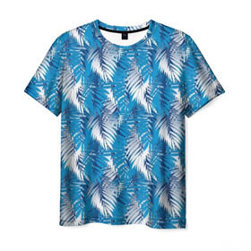 Мужская футболка 3D с принтом Гавайская с листьями в Курске, 100% полиэфир | прямой крой, круглый вырез горловины, длина до линии бедер | gta | san andreas | америка | гавайи | дискотека | для отдыха | для путешествий | курортная | маями | мексика | пальмовые листья | пати | пляжная вечеринка | пляжная одежда | с пальмами | сша