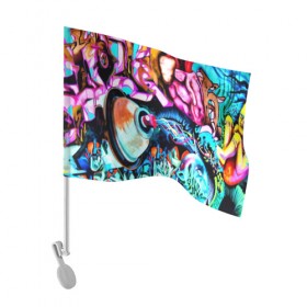 Флаг для автомобиля с принтом GRAFFITI в Курске, 100% полиэстер | Размер: 30*21 см | grafiti | paint | street art | urban | город | граффити | искусство | кирпичи | краски | рисунки | стена | улицы | уличное искусство
