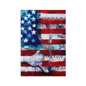 Обложка для паспорта матовая кожа с принтом АМЕРИКА в Курске, натуральная матовая кожа | размер 19,3 х 13,7 см; прозрачные пластиковые крепления | Тематика изображения на принте: usa | абстракция | америка | американский | герб | звезды | краска | символика сша | страны | сша | флаг | штаты
