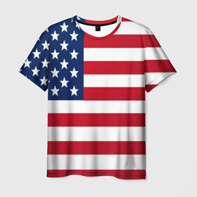 Мужская футболка 3D с принтом USA в Курске, 100% полиэфир | прямой крой, круглый вырез горловины, длина до линии бедер | usa | абстракция | америка | американский | герб | звезды | краска | символика сша | страны | сша | флаг | штаты