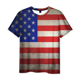 Мужская футболка 3D с принтом Американский флаг в Курске, 100% полиэфир | прямой крой, круглый вырез горловины, длина до линии бедер | usa | абстракция | америка | американский | герб | звезды | краска | символика сша | страны | сша | флаг | штаты