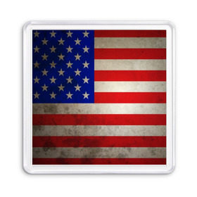 Магнит 55*55 с принтом Американский флаг в Курске, Пластик | Размер: 65*65 мм; Размер печати: 55*55 мм | Тематика изображения на принте: usa | абстракция | америка | американский | герб | звезды | краска | символика сша | страны | сша | флаг | штаты
