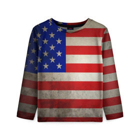 Детский лонгслив 3D с принтом Американский флаг в Курске, 100% полиэстер | длинные рукава, круглый вырез горловины, полуприлегающий силуэт
 | usa | абстракция | америка | американский | герб | звезды | краска | символика сша | страны | сша | флаг | штаты