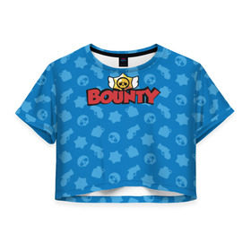 Женская футболка Cropp-top с принтом Bounty BS в Курске, 100% полиэстер | круглая горловина, длина футболки до линии талии, рукава с отворотами | brawl stars | jessie | leon | spike | бравл старс | джесси | леон | спайк