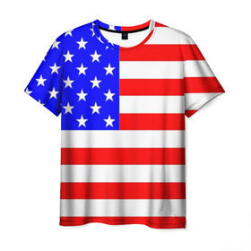 Мужская футболка 3D с принтом АМЕРИКАНСКИЙ ФЛАГ в Курске, 100% полиэфир | прямой крой, круглый вырез горловины, длина до линии бедер | usa | абстракция | америка | американский | герб | звезды | краска | символика сша | страны | сша | флаг | штаты