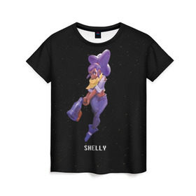 Женская футболка 3D с принтом Shelly в Курске, 100% полиэфир ( синтетическое хлопкоподобное полотно) | прямой крой, круглый вырез горловины, длина до линии бедер | brawl stars | jessie | leon | spike | бравл старс | джесси | леон | спайк