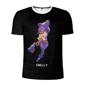Мужская футболка 3D спортивная с принтом Shelly в Курске, 100% полиэстер с улучшенными характеристиками | приталенный силуэт, круглая горловина, широкие плечи, сужается к линии бедра | brawl stars | jessie | leon | spike | бравл старс | джесси | леон | спайк