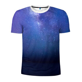 Мужская футболка 3D спортивная с принтом Космос в Курске, 100% полиэстер с улучшенными характеристиками | приталенный силуэт, круглая горловина, широкие плечи, сужается к линии бедра | galaxy | nebula | space | star | абстракция | вселенная | галактика | звезда | звезды | космический | планеты