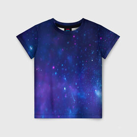 Детская футболка 3D с принтом Космос в Курске, 100% гипоаллергенный полиэфир | прямой крой, круглый вырез горловины, длина до линии бедер, чуть спущенное плечо, ткань немного тянется | Тематика изображения на принте: galaxy | nebula | space | star | абстракция | вселенная | галактика | звезда | звезды | космический | планеты