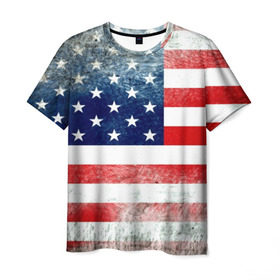 Мужская футболка 3D с принтом Америка Флаг в Курске, 100% полиэфир | прямой крой, круглый вырез горловины, длина до линии бедер | usa | абстракция | америка | американский | герб | звезды | краска | символика сша | страны | сша | флаг | штаты