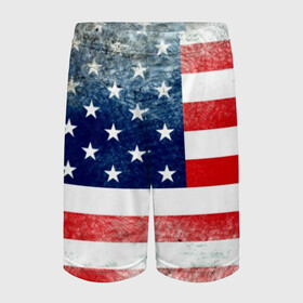 Детские спортивные шорты 3D с принтом Америка Флаг в Курске,  100% полиэстер
 | пояс оформлен широкой мягкой резинкой, ткань тянется
 | usa | абстракция | америка | американский | герб | звезды | краска | символика сша | страны | сша | флаг | штаты