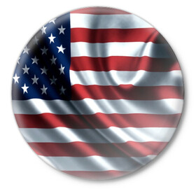Значок с принтом Символика Америки в Курске,  металл | круглая форма, металлическая застежка в виде булавки | usa | абстракция | америка | американский | герб | звезды | краска | символика сша | страны | сша | флаг | штаты