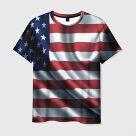 Мужская футболка 3D с принтом Символика Америки в Курске, 100% полиэфир | прямой крой, круглый вырез горловины, длина до линии бедер | usa | абстракция | америка | американский | герб | звезды | краска | символика сша | страны | сша | флаг | штаты