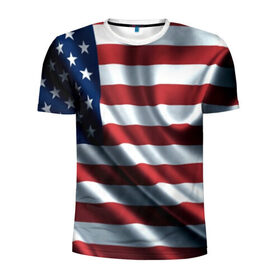Мужская футболка 3D спортивная с принтом Символика Америки в Курске, 100% полиэстер с улучшенными характеристиками | приталенный силуэт, круглая горловина, широкие плечи, сужается к линии бедра | usa | абстракция | америка | американский | герб | звезды | краска | символика сша | страны | сша | флаг | штаты