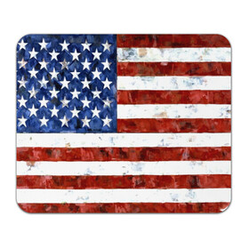 Коврик для мышки прямоугольный с принтом США ФЛАГ в Курске, натуральный каучук | размер 230 х 185 мм; запечатка лицевой стороны | usa | абстракция | америка | американский | герб | звезды | краска | символика сша | страны | сша | флаг | штаты