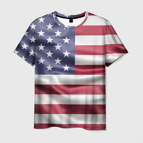 Мужская футболка 3D с принтом USA в Курске, 100% полиэфир | прямой крой, круглый вырез горловины, длина до линии бедер | usa | абстракция | америка | американский | герб | звезды | краска | символика сша | страны | сша | флаг | штаты