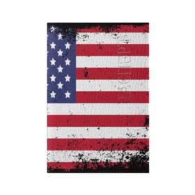 Обложка для паспорта матовая кожа с принтом США в Курске, натуральная матовая кожа | размер 19,3 х 13,7 см; прозрачные пластиковые крепления | Тематика изображения на принте: usa | абстракция | америка | американский | герб | звезды | краска | символика сша | страны | сша | флаг | штаты
