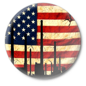 Значок с принтом USA URBAN в Курске,  металл | круглая форма, металлическая застежка в виде булавки | Тематика изображения на принте: usa | абстракция | америка | американский | герб | звезды | краска | символика сша | страны | сша | флаг | штаты