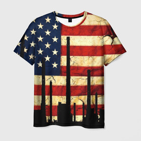 Мужская футболка 3D с принтом USA URBAN в Курске, 100% полиэфир | прямой крой, круглый вырез горловины, длина до линии бедер | usa | абстракция | америка | американский | герб | звезды | краска | символика сша | страны | сша | флаг | штаты