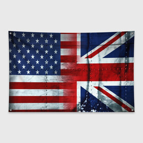 Флаг-баннер с принтом Англия&Америка в Курске, 100% полиэстер | размер 67 х 109 см, плотность ткани — 95 г/м2; по краям флага есть четыре люверса для крепления | usa | абстракция | америка | американский | герб | звезды | краска | символика сша | страны | сша | флаг | штаты