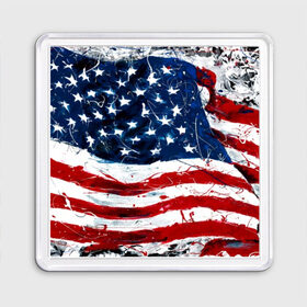 Магнит 55*55 с принтом Американский флаг в Курске, Пластик | Размер: 65*65 мм; Размер печати: 55*55 мм | Тематика изображения на принте: 