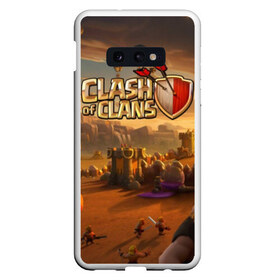 Чехол для Samsung S10E с принтом Clash of Clans в Курске, Силикон | Область печати: задняя сторона чехла, без боковых панелей | Тематика изображения на принте: base | clan wars | coc | hall | hog rider | royale | town | trap | база | гоблин | золото | клеш оф кленс | кок | крепость | кристаллы | трофей | эликсир