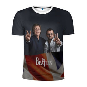 Мужская футболка 3D спортивная с принтом The Beatles в Курске, 100% полиэстер с улучшенными характеристиками | приталенный силуэт, круглая горловина, широкие плечи, сужается к линии бедра | england | flag | group | music | rock | the beatles | битлз | группа | музыка