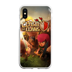 Чехол для iPhone XS Max матовый с принтом Clash of Clans в Курске, Силикон | Область печати: задняя сторона чехла, без боковых панелей | Тематика изображения на принте: base | clan wars | coc | hall | hog rider | royale | town | trap | база | гоблин | золото | клеш оф кленс | кок | крепость | кристаллы | трофей | эликсир