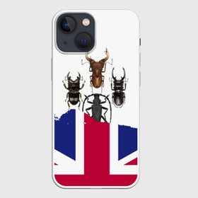 Чехол для iPhone 13 mini с принтом Жуки в Курске,  |  | Тематика изображения на принте: england | flag | the beatles | англия | жуки | флаг