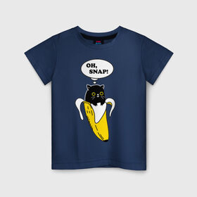 Детская футболка хлопок с принтом Oh, snap! в Курске, 100% хлопок | круглый вырез горловины, полуприлегающий силуэт, длина до линии бедер | banana | cat | kitten | банан | кот | котенок | кошка