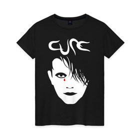 Женская футболка хлопок с принтом The Cure в Курске, 100% хлопок | прямой крой, круглый вырез горловины, длина до линии бедер, слегка спущенное плечо | cure | robert james smith | the cure | готик рок | группы | музыка | постпанк | роберт смит | рок