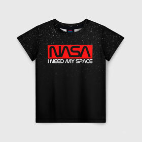 Детская футболка 3D с принтом NASA (НА СПИНЕ) в Курске, 100% гипоаллергенный полиэфир | прямой крой, круглый вырез горловины, длина до линии бедер, чуть спущенное плечо, ткань немного тянется | Тематика изображения на принте: galaxy | nasa | space | space company | star | астрономия | галактика | звезды | космическая компания | космос | наса