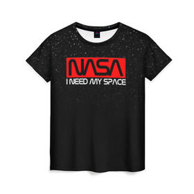 Женская футболка 3D с принтом NASA (НА СПИНЕ) в Курске, 100% полиэфир ( синтетическое хлопкоподобное полотно) | прямой крой, круглый вырез горловины, длина до линии бедер | galaxy | nasa | space | space company | star | астрономия | галактика | звезды | космическая компания | космос | наса